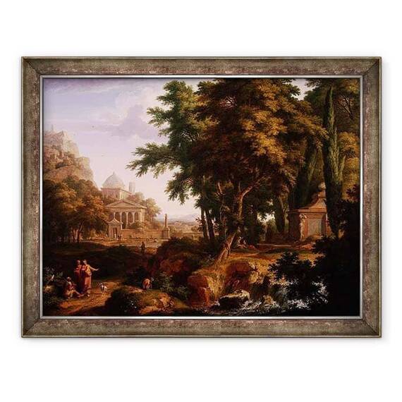 Tablou inramat - Jan van Huysum - Peisaj Arcadian cu Sfantul Petru si Sfantul Ioan Vindecarea Omului Infirm - - Roveli