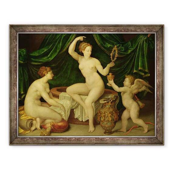 Tablou inramat - Scoala Fontainebleau - Venus la toaleta ei - - Roveli