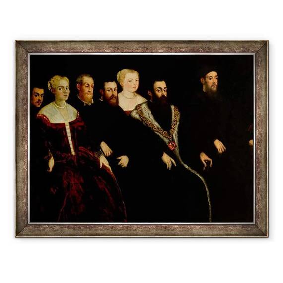 Tablou inramat - Jacopo Robusti Tintoretto - sapte membri ai familiei Soranzo - - Roveli