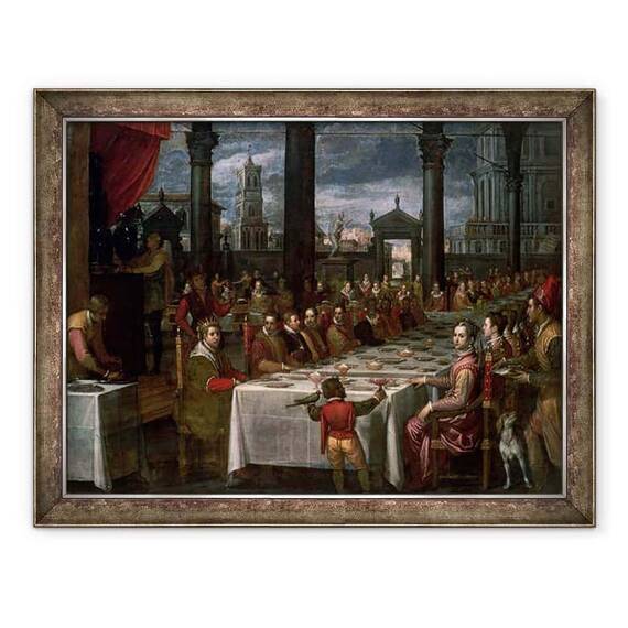 Tablou inramat - Domenico Cresti Passignano - Banchet de nunta Marelui Duce Ferdinand I de Toscana - - Roveli