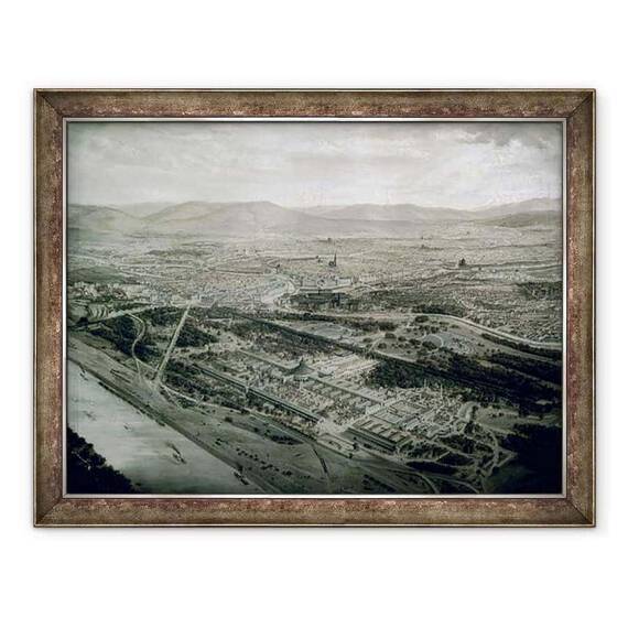 Tablou inramat - Josef Langl - Vedere la Viena in momentul expozitiei mondiale - - Roveli