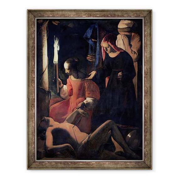 Tablou inramat - Georges de la Tour - Sfantul Sebastian ingrijit de Sfantul Irene - - Roveli