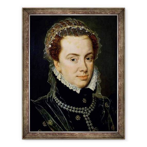 Tablou inramat - Adriaen Thomasz Key - Margareta de Parma 1522-86, regent al tarilor de Jos, fiica nelegitima a imparatului Carol al V-lea 1500-58 - - Roveli