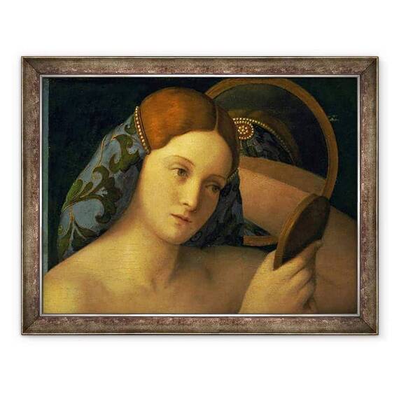 Tablou inramat - Giovanni Bellini - Tanara femeie la toaleta ei, detaliu al fetei - - Roveli