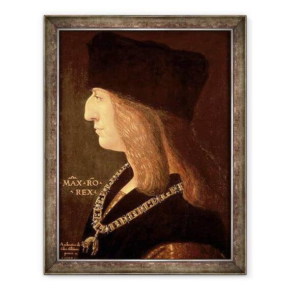 Tablou inramat - Giovanni Ambrogio de Predis - imparat Maximilian I al Germaniei 1459-1519 - - Roveli