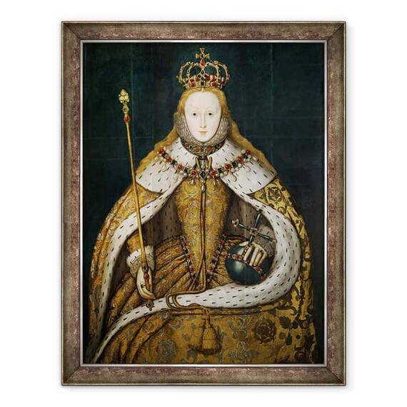 Tablou inramat - scoala engleza - Queen Elizabeth I - - Roveli