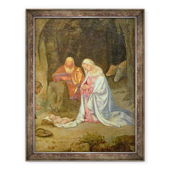 Tablou inramat - Giorgio Giorgione - Adorarea Pastorilor, detaliu al Sfintei Familii - - Roveli