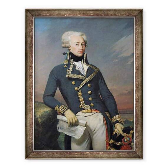 Tablou inramat - Joseph Desire Court - Portretul lui Gilbert Motier 1757-1834 Marchizul de La Fayette ca general locotenent - - Roveli