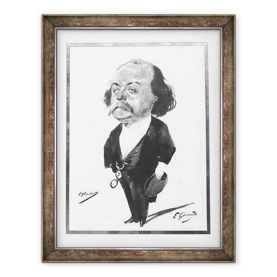 Tablou inramat - Eugene Giraud - Caricatura lui Gustave Flaubert - - Roveli