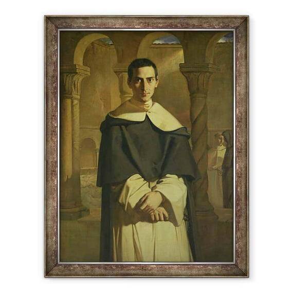 Tablou inramat - Theodore Chasseriau - Portretul lui Jean Baptiste Henri Lacordaire 1802-61, prelat si teolog francez - - Roveli