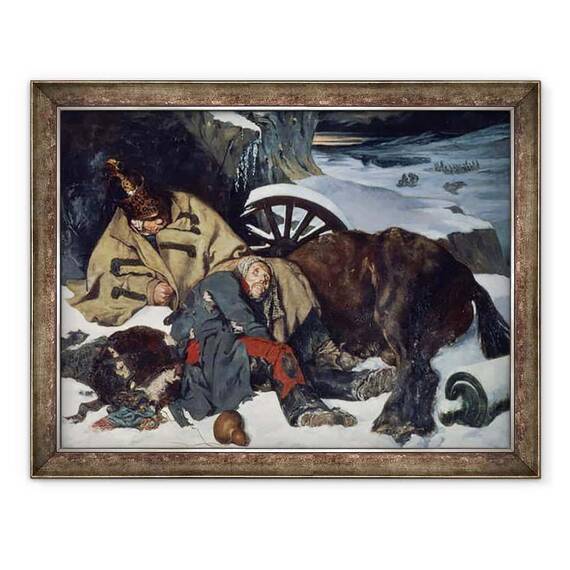 Tablou inramat - Joseph Fernand Boissard de Boisdenier - Scena din retragerea din Rusia - - Roveli