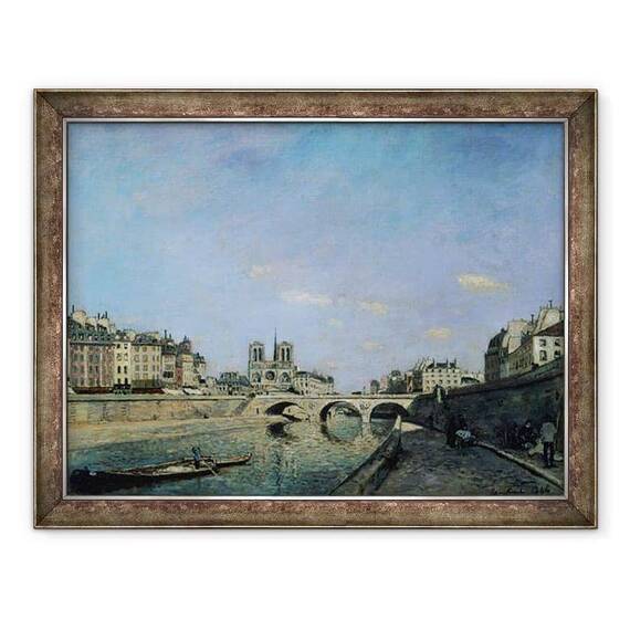 Tablou inramat - Johan-Barthold Jongkind - Sena si Notre Dame din Paris - - Roveli
