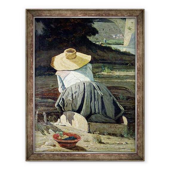 Tablou inramat - Paul Camille Guigou - Spalatoare langa rau - - Roveli