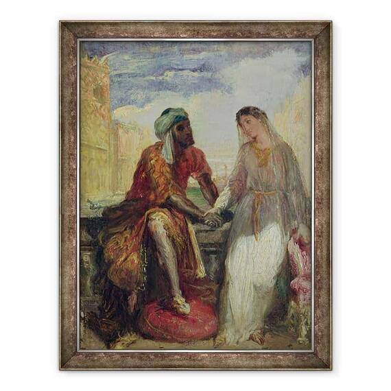 Tablou inramat - Theodore Chasseriau - Othello si Desdemona in Venetia - - Roveli