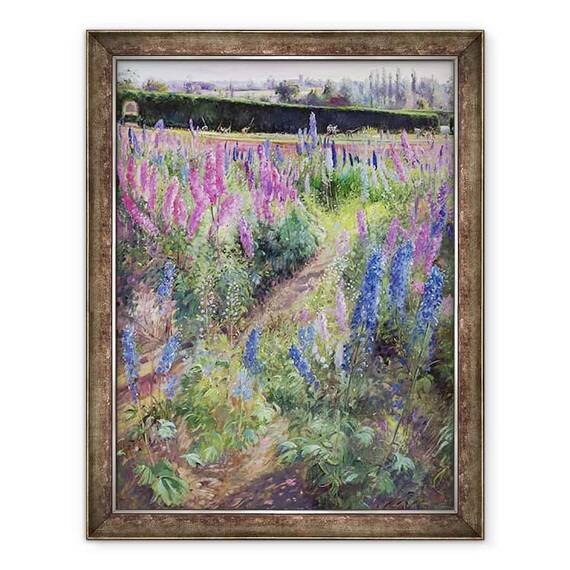 Tablou inramat - Timothy Easton - Delphiniums si Hoers - - Roveli