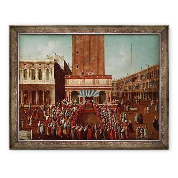 Tablou inramat - Gabriele Bella - Loteria publica de la Loggetta, Piazza San Marco - - Roveli