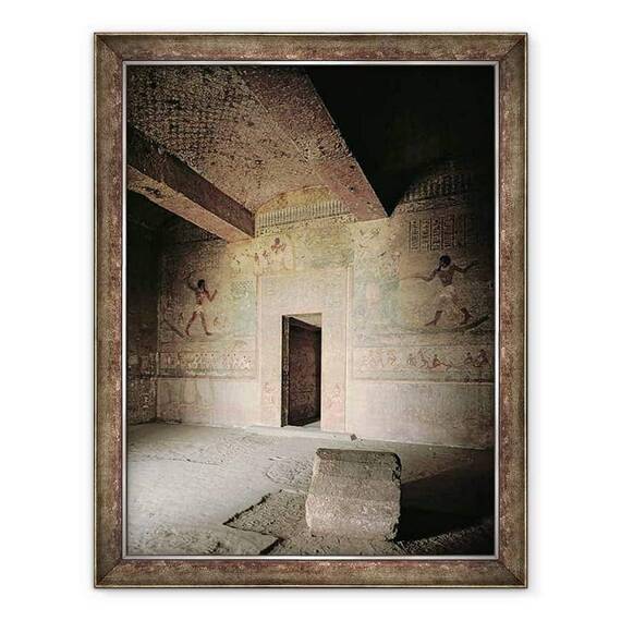 Tablou inramat - Egyptian 12th Dynasty - Mormantul lui Khnumhotep III cu picturi murale care arata Khnumhotep si sotia sa pescuit si pasari in mlastina papirus - - Roveli