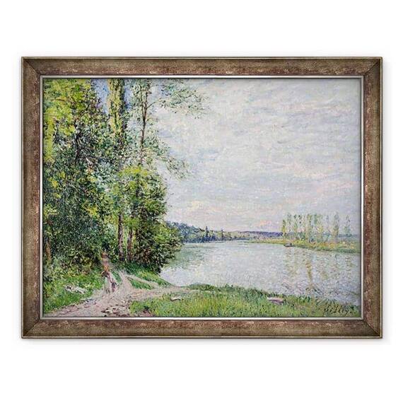 Tablou inramat - Alfred Sisley - Drumul Riverside de la Veneux la Thomery - - Roveli