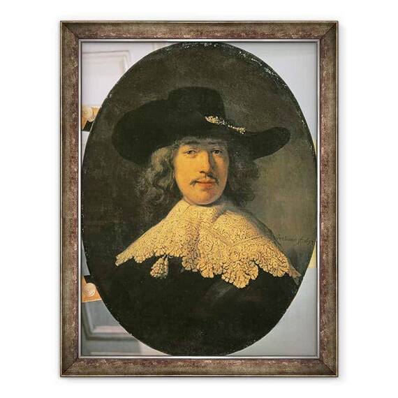 Tablou inramat - Rembrandt Harmensz van Rijn - Portretul unui Tanar Cu Un Guler Dantela - - Roveli
