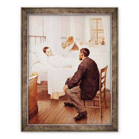 Tablou inramat - Henri Jules Jean Geoffroy - Ziua de vizita la spital - - Roveli
