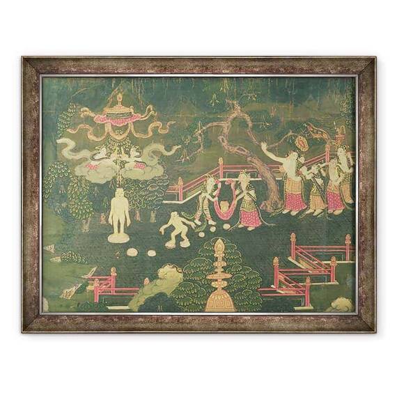 Tablou inramat - Scoala tibetana - Viata lui Buddha Sakyamuni - - Roveli