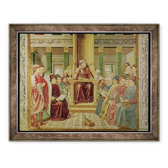 Tablou inramat - Benozzo di Lese di Sandro Gozzoli - Sf. Augustin lectura retorica si filozofia la scoala de la Roma - - Roveli