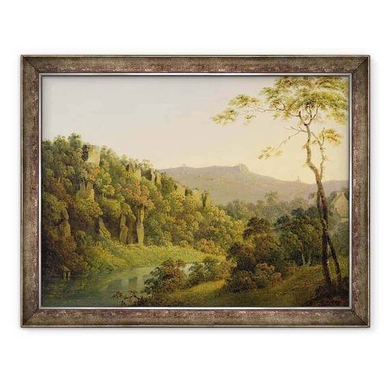 Tablou inramat - Joseph Wright - Vedere in Matlock Dale, Privind spre Black Rock Escarpment - - Roveli