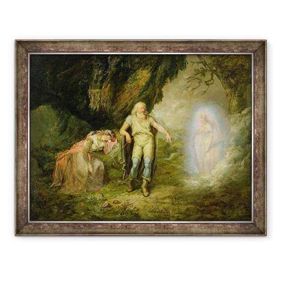 Tablou inramat - scoala engleza - Miranda, Prospero si Ariel, din Furtuna de William Shakespeare - - Roveli