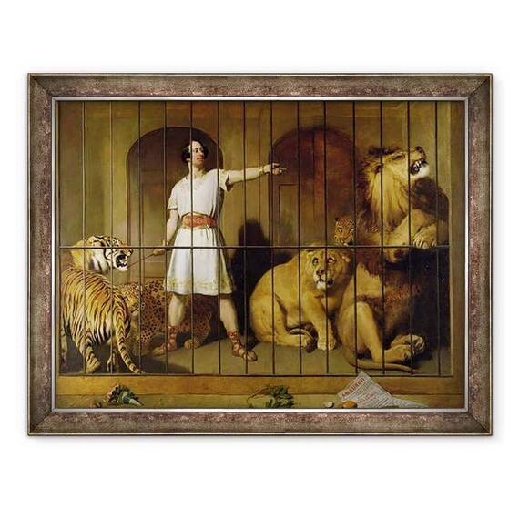 Tablou inramat - Edwin Landseer - Portretul domnului Van Amburgh in timp ce a aparut cu animalele sale la Teatrul London - - Roveli