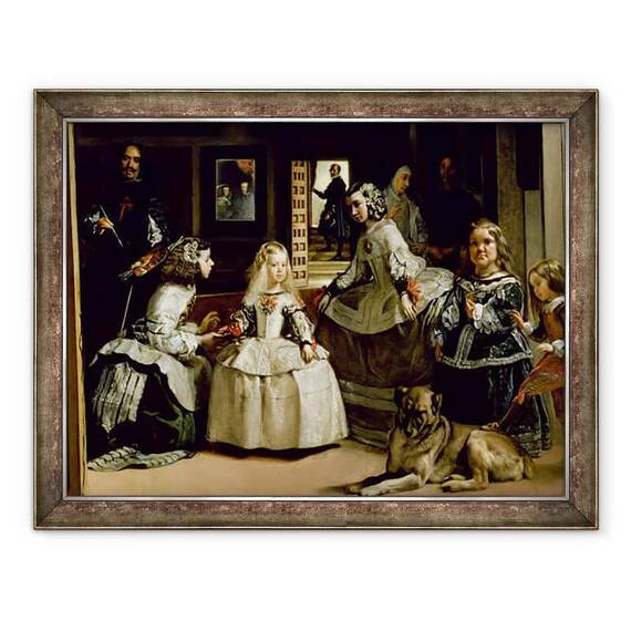 Tablou inramat - Diego Rodriguez de Silva y Velazquez - Las Meninas, detaliu al jumatatii inferioare reprezentand familia lui Filip al IV-lea 1605-65 din Spania - - Roveli