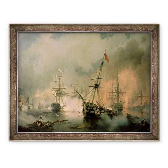 Tablou inramat - Ivan Konstantinovich Aivazovsky - Batalia de la Navarino, 20 octombrie 1827 - - Roveli