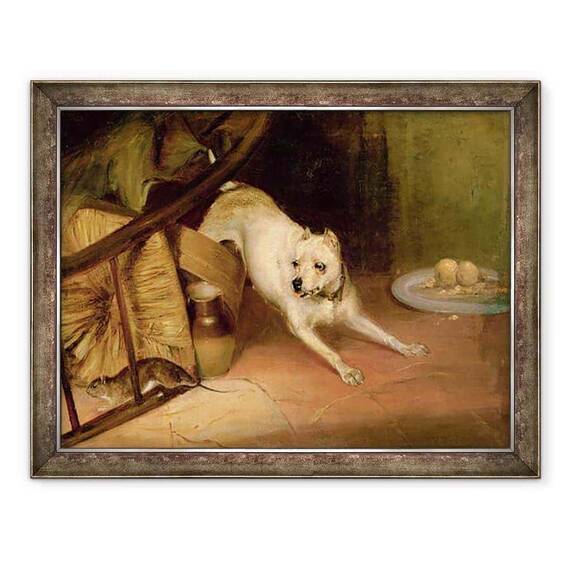 Tablou inramat - Briton Riviere - Caine Chasing un sobolan - - Roveli