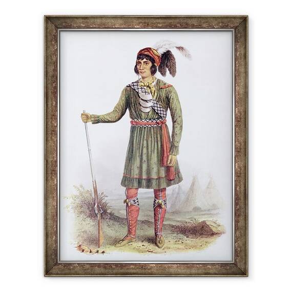 Tablou inramat - George Catlin - Osceola sau Rising Sun, un lider seminol, 1838, ilustratie din Triburile indiene din America de Nord, Vol.2, de Thomas L. McKenney si James Hall - - Roveli