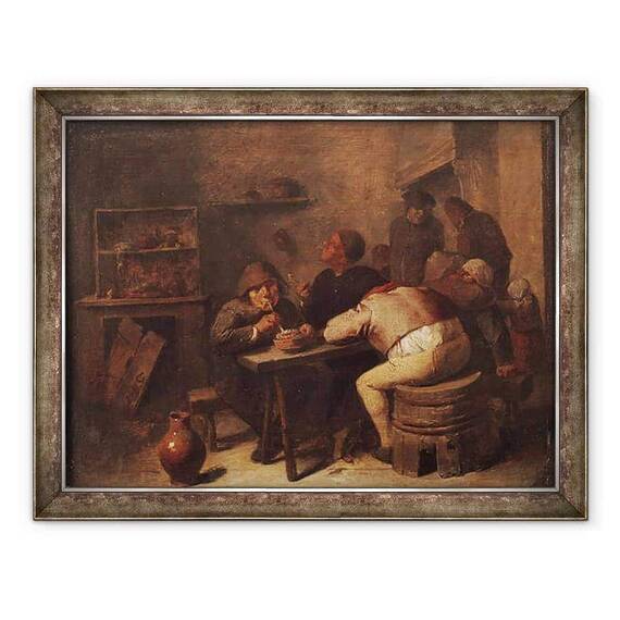 Tablou inramat - Adriaen Brouwer - Interior cu fumatori - - Roveli