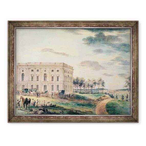 Tablou inramat - William Russell Birch - Un punct de vedere al Capitoliului Washington inainte de a fi ars in jos de catre britanici - - Roveli