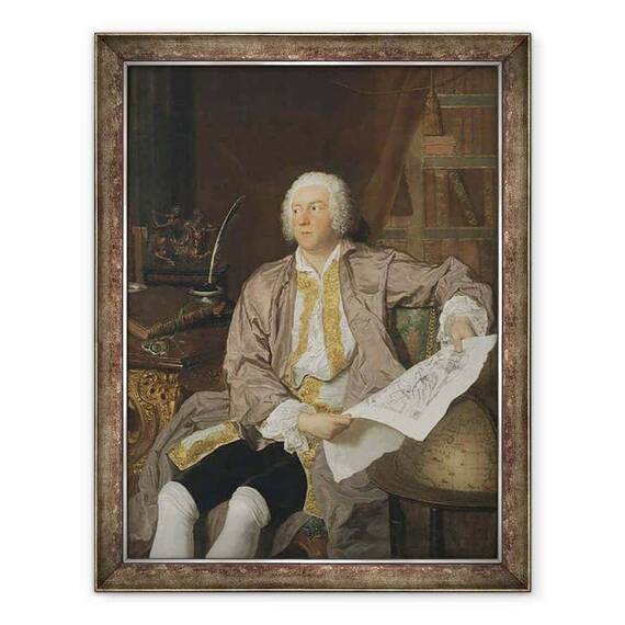 Tablou inramat - Jacques Andre Joseph Camelot Aved - Contele Carl Gustaf Tessin 1695-1770 - - Roveli