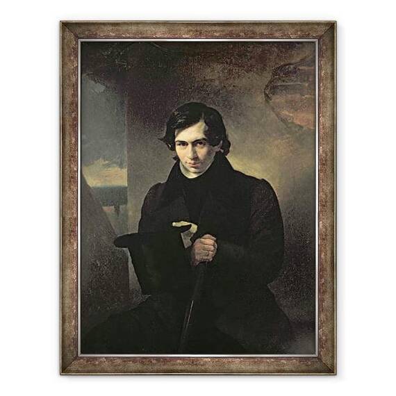 Tablou inramat - Aleksandr Pavlovich Bryullov - Portretul autorului rus Nestor Kukolnik 1809-1868 - - Roveli