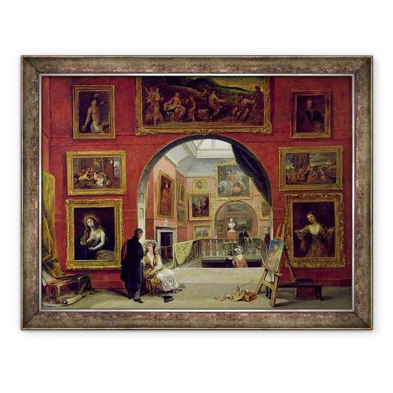Tablou inramat - Alfred Woolmer - Interiorul Institutiei Regale, in cadrul Expozitiei de Master Vechi, vara anului 1832 - - Roveli