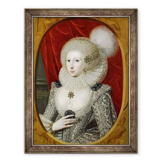 Tablou inramat - Robert Peake the Elder - Portretul unei femei, posibil Frances Cotton, Lady Montagu, de Castelul Boughton - - Roveli