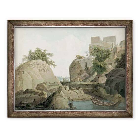 Tablou inramat - Thomas Daniell - Fakir Rock la Sultanganj, pe raul Gange, India - - Roveli