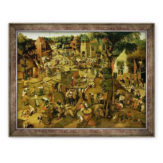 Tablou inramat - Pieter Brueghel the Younger - Targ cu prezentare teatrala - - Roveli