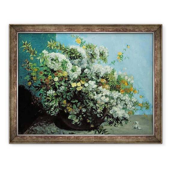 Tablou inramat - Gustave Courbet - Flori si crengi inflorite - - Roveli