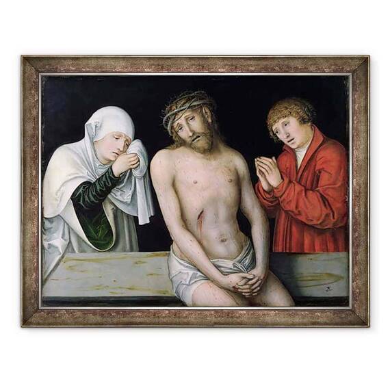 Tablou inramat - Lucas Cranach the Elder - Hristos ca Omul Durerii cu Fecioara si Sfantul Ioan - - Roveli