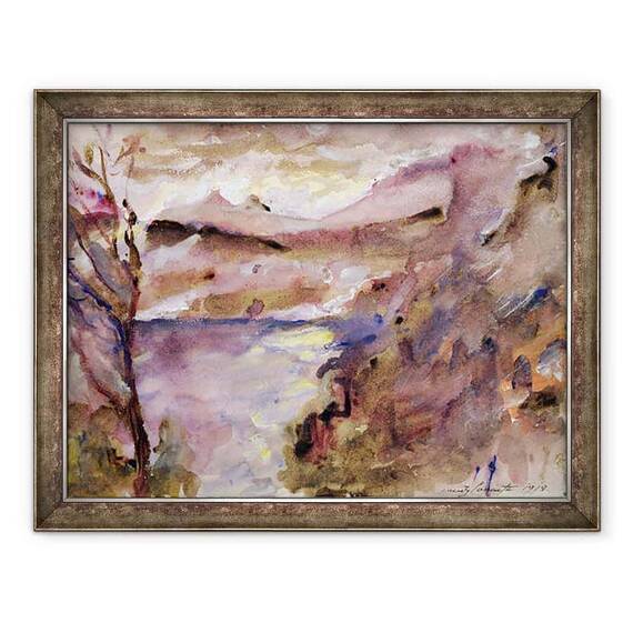 Tablou inramat - Lovis Corinth - Vedere la lacul Walchen - - Roveli