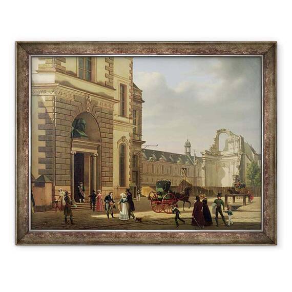 Tablou inramat - Etienne Bouhot - Intrarea in Biserica Musee de Luvru si St Louis - - Roveli