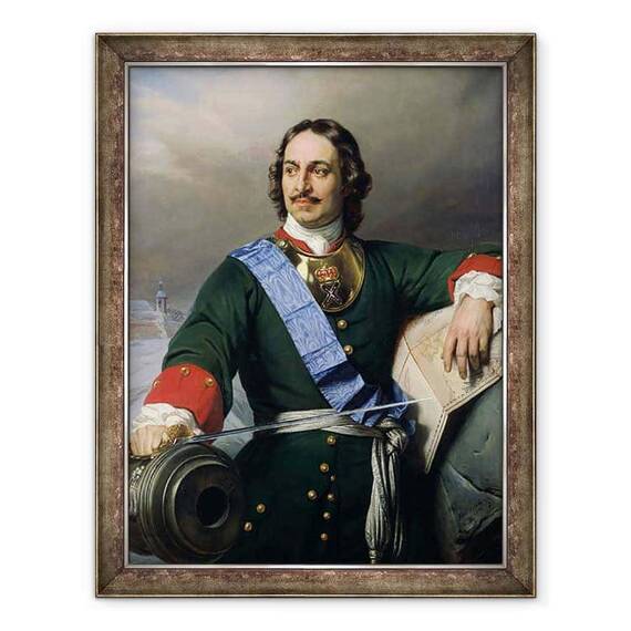 Tablou inramat - Hippolyte Delaroche - Petru I cel Mare 1672-1725 1838 ulei pe panza - - Roveli