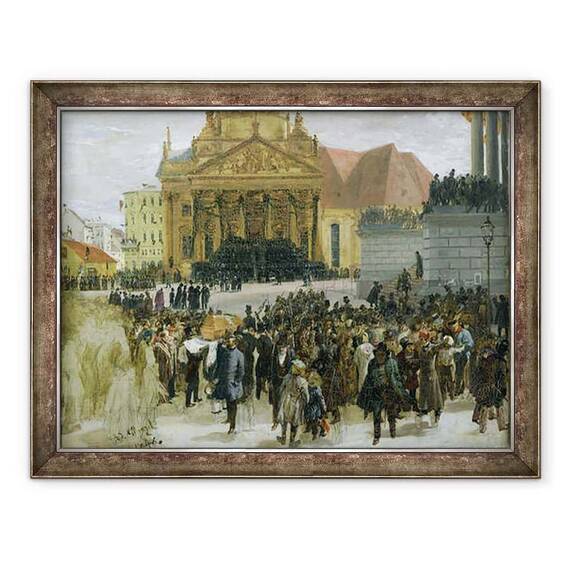 Tablou inramat - Adolph Friedrich Erdmann von Menzel - Victimele revolutiei din martie la Berlin zace in stat - - Roveli