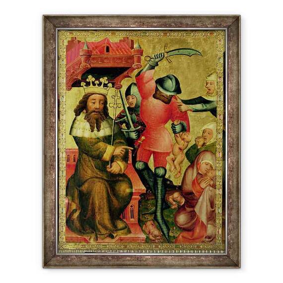 Tablou inramat - Master Bertram of Minden - Masacrul Inocentilor, detaliu de la Altarul Grabow - - Roveli