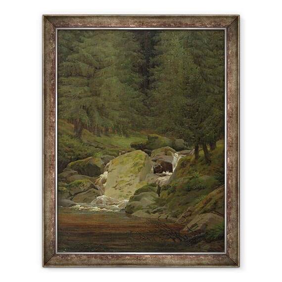 Tablou inramat - Caspar David Friedrich - Evergreens de cascada - - Roveli