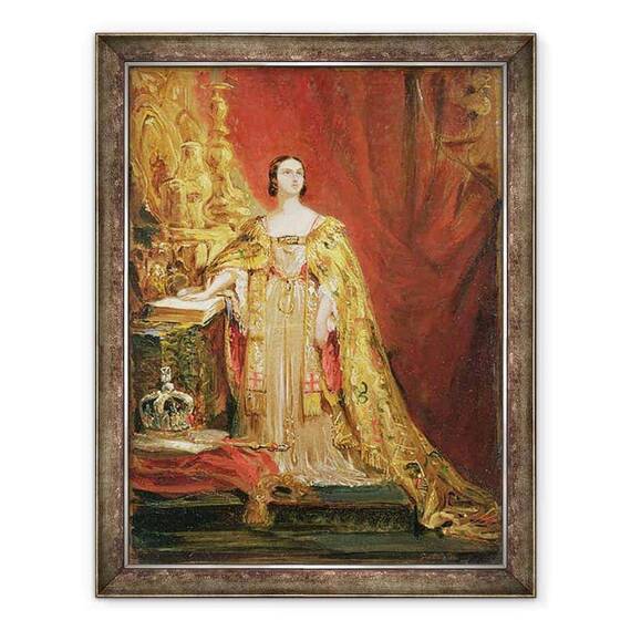 Tablou inramat - George Hayter - Regina Victoria 1819-1901 A depus juramantul de incoronare - - Roveli